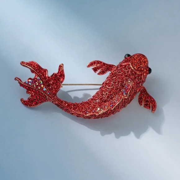Betsey Johnson Red Crystal Carp Fish Brooch - Picture 16 of 16